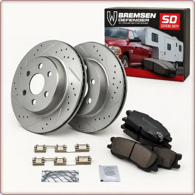 2X DISCHI FRENO FORATI E PASTIGLIE POSTERIORI PER CADILLAC SRX 2004 - 2009