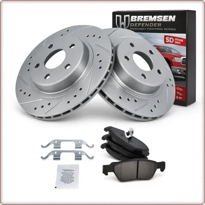2X DISCHI FRENO FORATI E PASTIGLIE POSTERIORI PER DODGE DURANGO 2011 - 2024