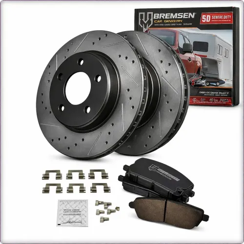 2X NAWIERCANE TARCZE I KLOCKI HAMULCOWE TYLNE DO FORD MUSTANG 2015 - 2022 CZARNY