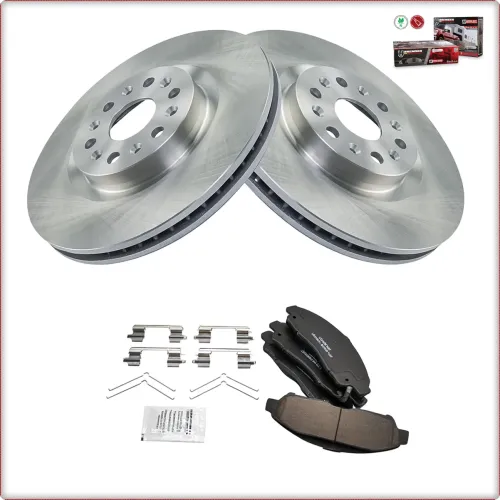 2x ROTORS + CERAMIC BRAKE PADS FRONT FOR CADILLAC XT5 XT6 2017 - 2021