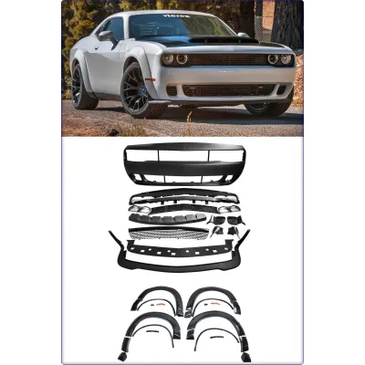 PARAURTI ANTERIORE + ALLARGAMENTI CARROZZERIA PER DODGE CHALLENGER 2015 - 2024 STILE HELLCAT