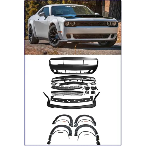 Pare-chocs avant + carrosserie large pour style dodge challenger 2015 - 2024