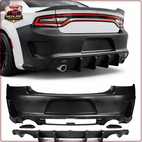 PARAURTI POSTERIORE + DIFFUSORE PER DODGE CHARGER 2015 - 2024 SRT 2021+ STILE / TÜV
