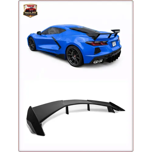 SPOILER ARRIERE POUR CHEVROLET CORVETTE 2020 - 2026 HIGH WING / NOIR BRILLANT