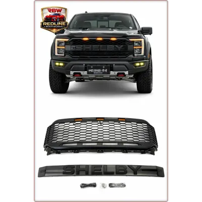 GRIGLIA ANTERIORE PER FORD F-150 2021 - 2025 STILE SHELBY LED CENTRALI / TÜV