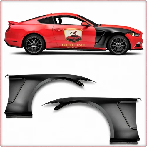 2x ALUMINUM FENDERS FRONT FOR FORD MUSTANG 2015 - 2017 GT350 STYLE