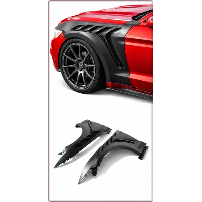 2X PARAFANGHI ANTERIORI IN ALLUMINIO PER FORD MUSTANG 2015 - 2017 STILE GTD
