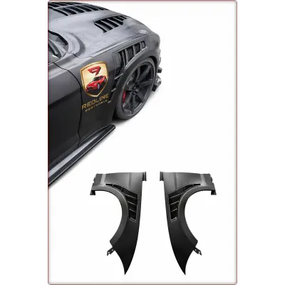 2X PARAFANGHI ANTERIORI IN ALLUMINIO PER FORD MUSTANG 2018 - 2023 STILE GT500