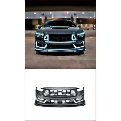PARAURTI ANTERIORE COMPLETO CON LED PER FORD MUSTANG 2024 - 2026 STILE DARK HORS...
