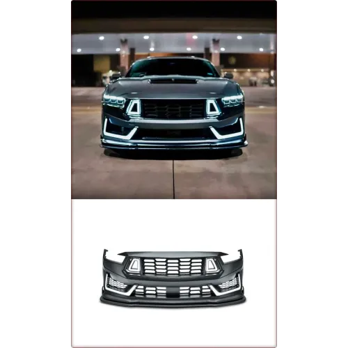 COMPLETE FRONT BUMPER WITH LED FOR FORD MUSTANG 2024 - 2026 DARK HORSE STYLE
