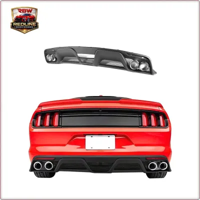 DIFFUSORE POSTERIORE + TERMINALI DI SCARICO PER FORD MUSTANG 2015 - 2017 STILE G...