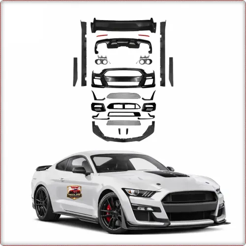 PARAURTI ANTERIORE E POSTERIORE CON MINIGONNE LATERALI PER FORD MUSTANG 2018 - 2023 STILE GT500