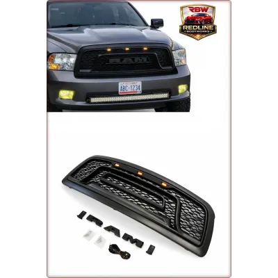 GRIGLIA ANTERIORE PER DODGE RAM 1500 2009 - 2012 REBEL STILE CON LED NERO OPACO