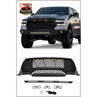 GRIGLIA ANTERIORE PER RAM 1500 DT 2019 - 2025 REBEL CON LED NERO OPACO