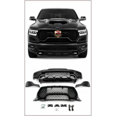 PARAURTI ANTERIORE COMPLETO + GRIGLIA + LED PER RAM 1500 2019 - 2025 TRX STILE