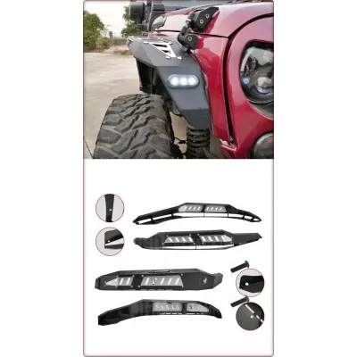 POSZERZENIA BŁOTNIKÓW Z LED — PRZÓD I TYŁ DO JEEP WRANGLER 2007 - 2018 V2