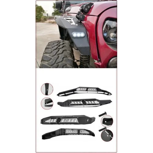 KOTFLÜGELVERBREITERUNG MIT LED VORNE HINTEN FÜR JEEP WRANGLER 2007  - 2018 V2