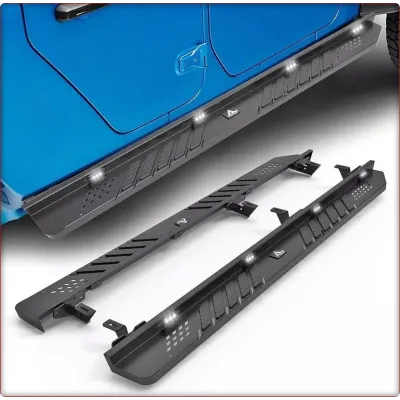 2X PEDANE LATERALI CON LED PER JEEP WRANGLER 2007 - 2018 JK
